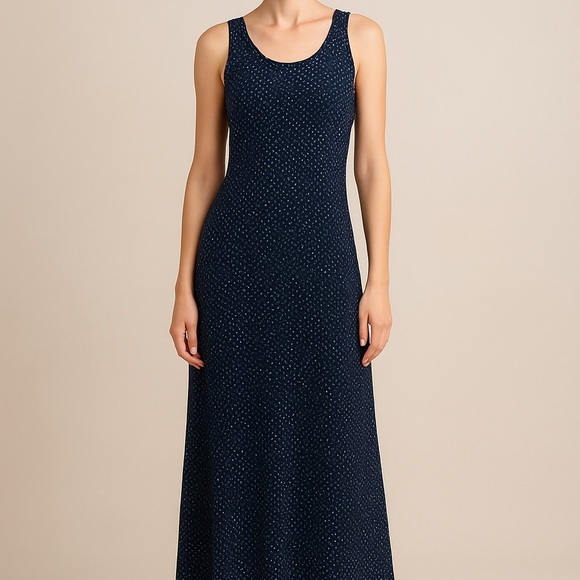 Coldwater Creek Black Polka Dot Maxi Dress - Picture 1 of 3